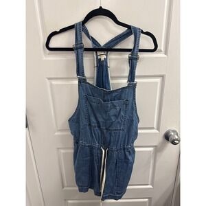 Wilfred Free Denim Romper Overalls Medium Wash Drawstring Cotton Women Size S